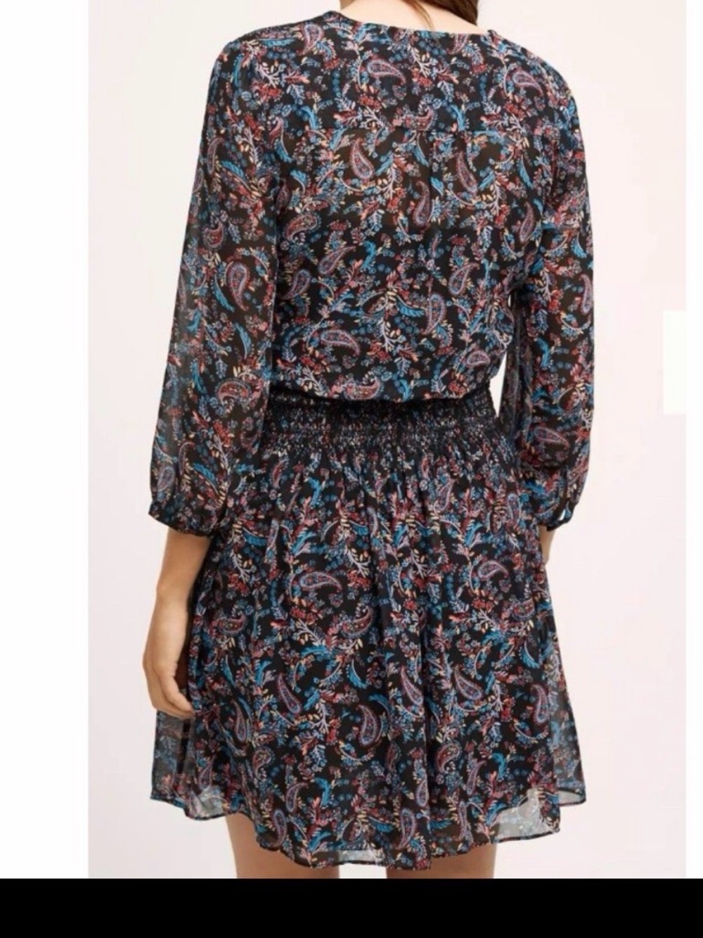 Anthropologie Vanessa Virginia Women’s Paisley Pattern V-neck Dress Size XS - Picture 2 of 11
